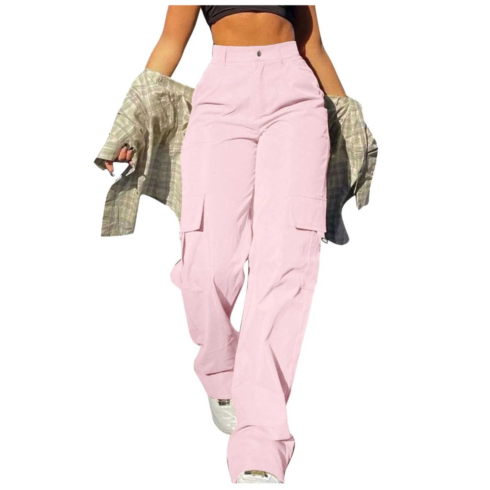 Techwear Cargo Pants For Women High Waist Solid Parachute Versatile Y2k Pants Hip Hop Streetwear Wrapped Hip Jogger Trousers