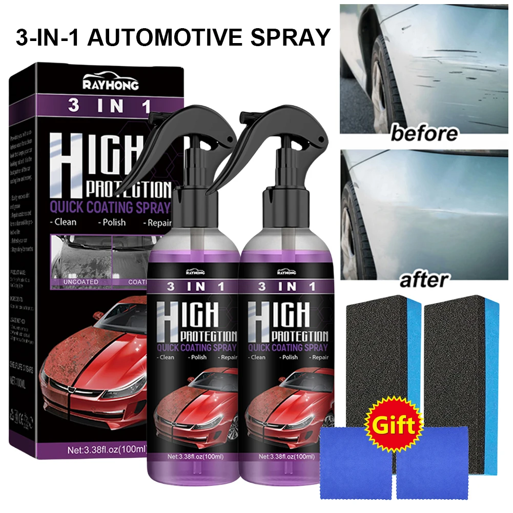 

3 in 1 Car Ceramic Coating Spray High Protection Car Coating Wax Polishing Spray Auto Nano Body Compound Scratch Repair Remover