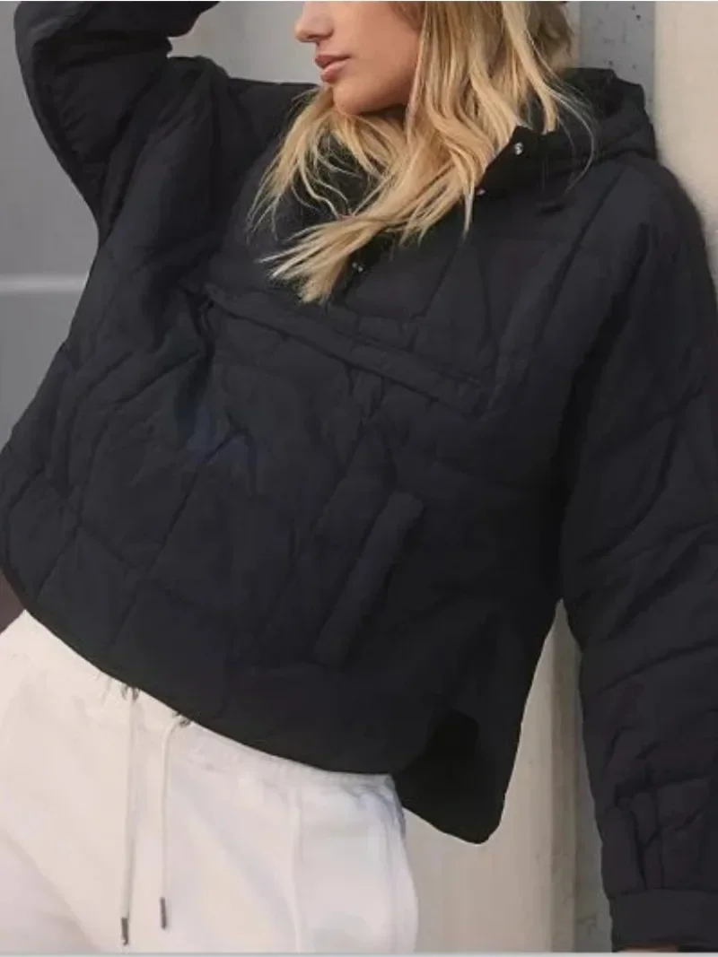 Mäntel Frau Winter 2023 Jacke Uni Vintage Kleidung Lose Bomber Verdickte Kapuzen Oberteile Streetwear Mode Frauen Schwere Jacken