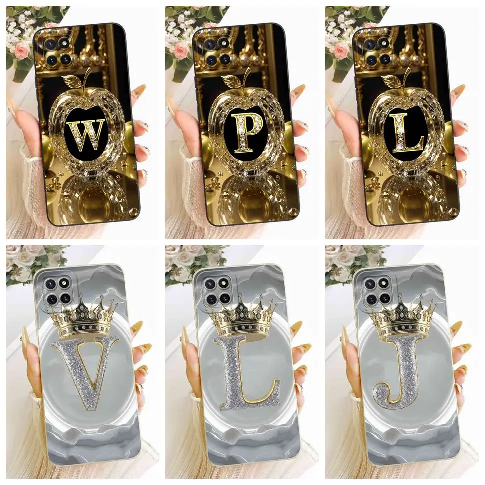 For Samsung Galaxy Note10 Lite SM-N770F Case New Crown Letters A-Z Silicone Back Cover For Samsung Galaxy A81 6.7" Bumper Casing