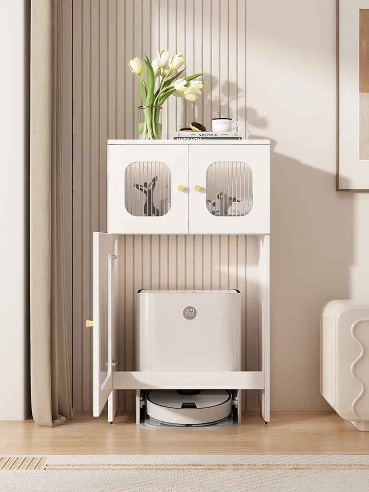 Small apartment sweeping robot shelf, living room entrance, dining side cabinet, storage cabinet, hidden base station, fish tank