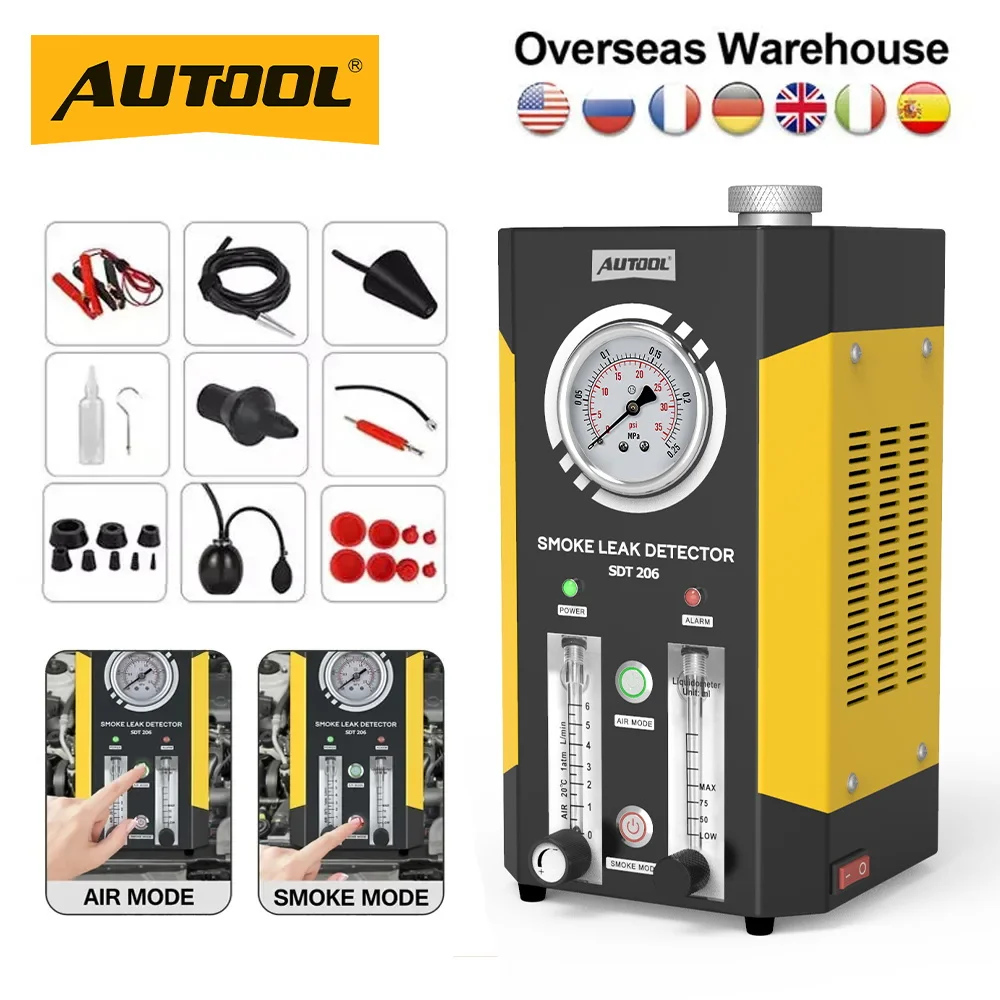 Original AUTOOL SDT206 Automotive Pipeline Smoke Leak Detector Smoke Generator for Cars Car Smoke Machines Leak Locator Automotive Diagnostic Leak Detector
