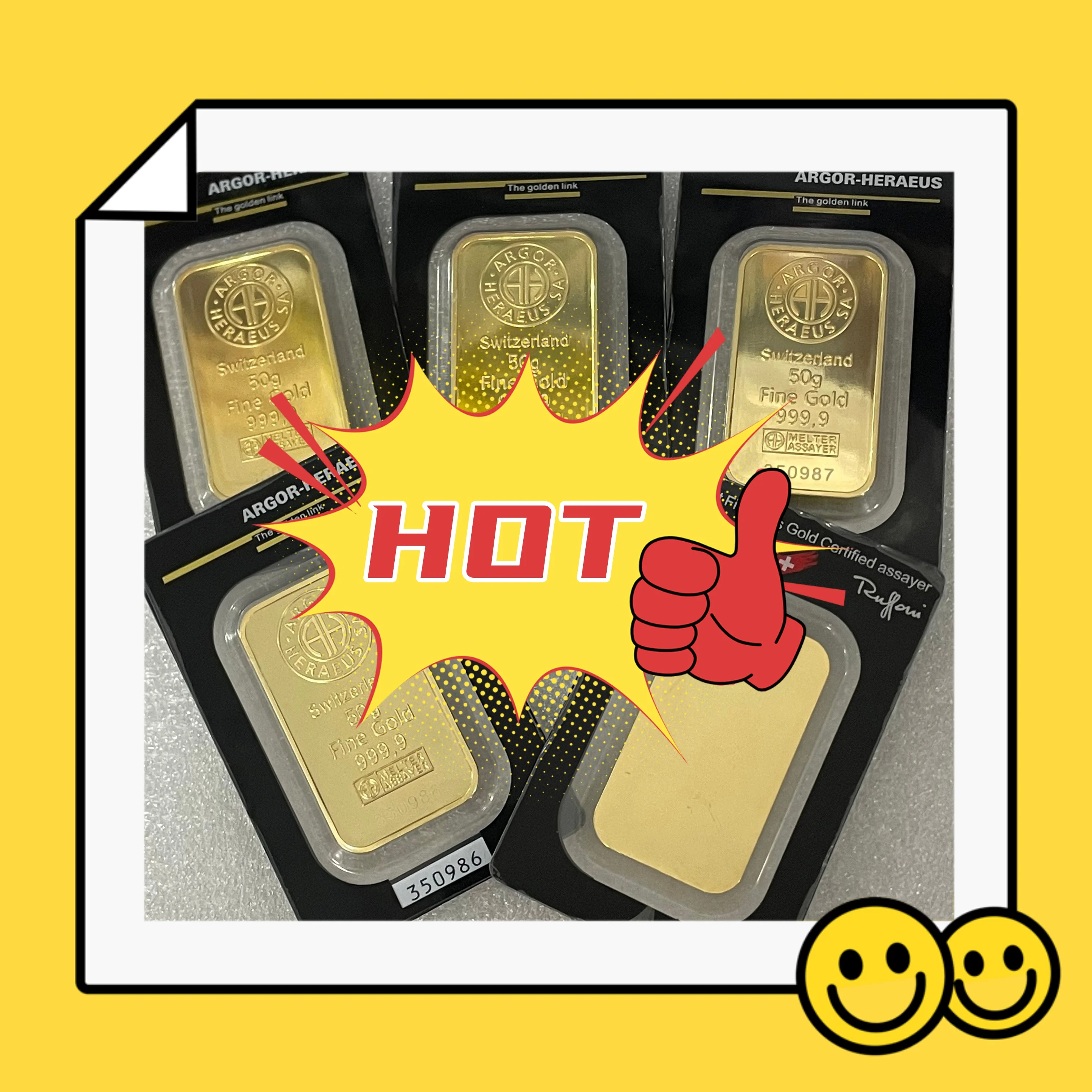 

Premium Swiss 1OZ Gold Non-Magnetic Bar Copper Coin Silver Crafts Sealed Packaging With Different Serial No. For Home Decor Gift