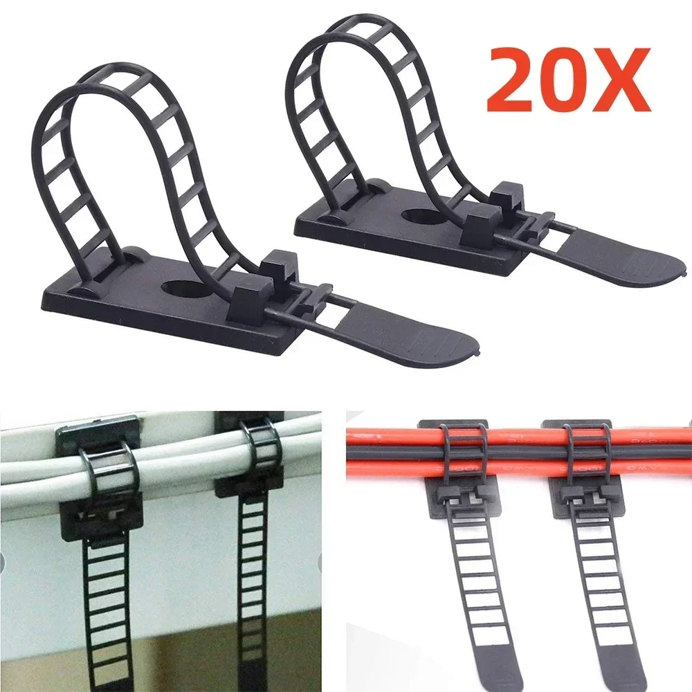 Adjustable Cable Organizer, Power Cord Cable Tie, Self Adhesive Fixed Holder, Mouse Keyboard Cable clamp, 5 Pcs, 10 Pcs, 20 Pcs