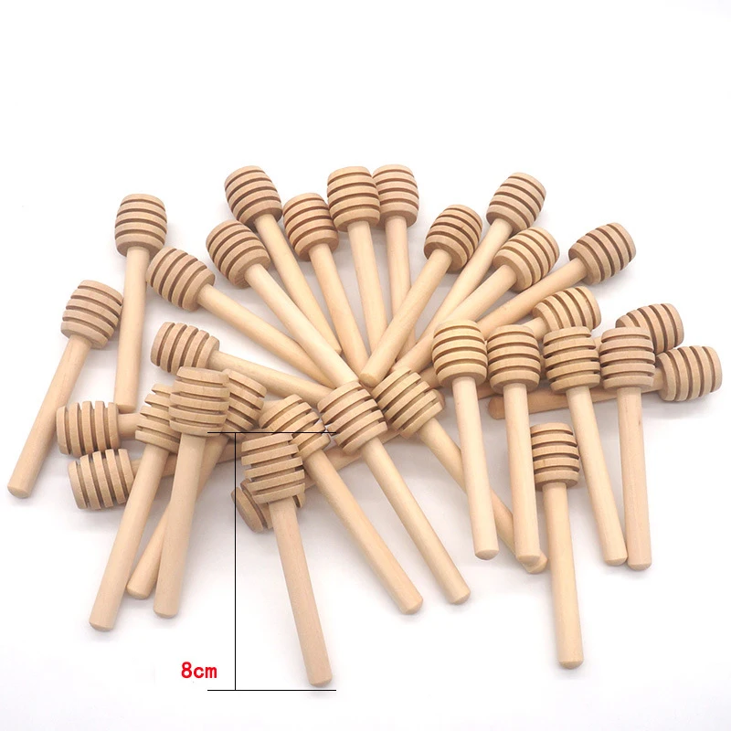 1pcs Honey Stir Bar Mixing Handle Jar Spoon Practical 100Pc Wood Dipper Honey Long Stick Supplies Honey Kitchen Tools