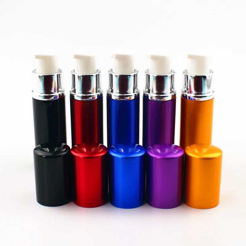 

50PCS 10ml Lotion Bottle Refillable Metal Atomizer Perfume Airless Lotion Pump Bottle Travel Glass Bottle Empty