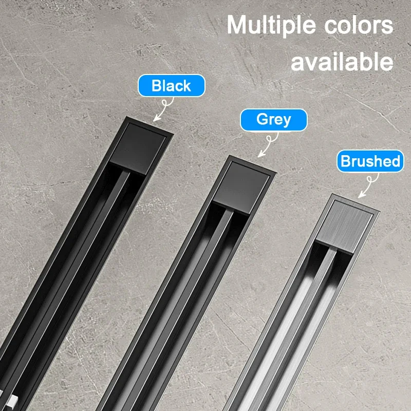 Shower Floor Drain Anti-odor Floor Drains Black 304 Stainless Steel Linear Drainage 3.2Cm Wide Invisible Extremely Narrow Drains