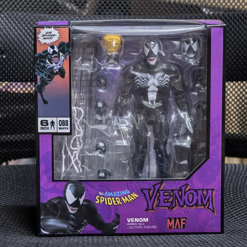 16 cm MAFEX 088 Venom Spider-Man Figura PVC Carnage Venom Teste intercambiabili Giunti posizionabili Modello di azione Regali di Natale Giocattolo