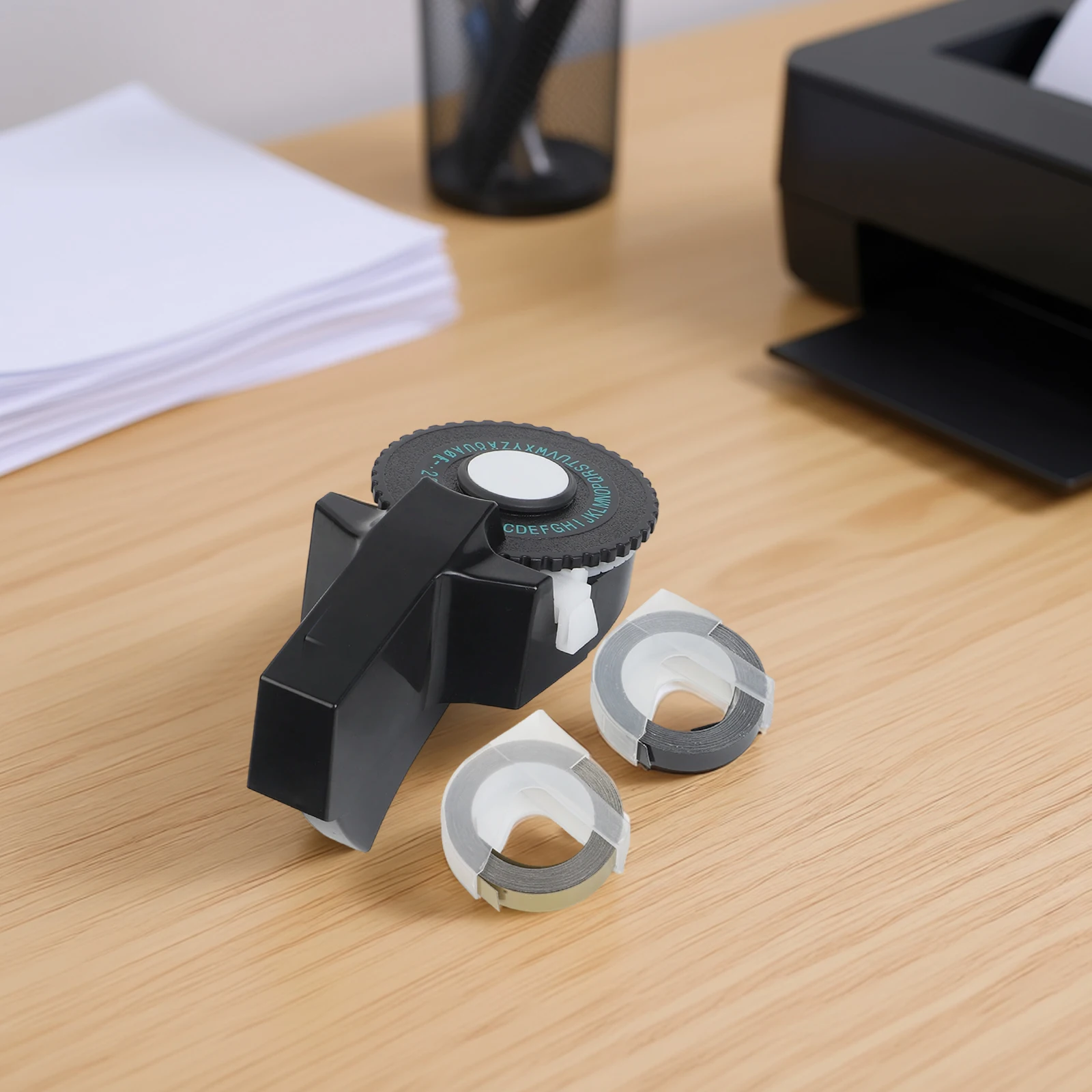 

Tape-cutting Embossing Label Maker With Tape 108*56mm Alphanumeric Black Letters Manual Numbers Printer Set New