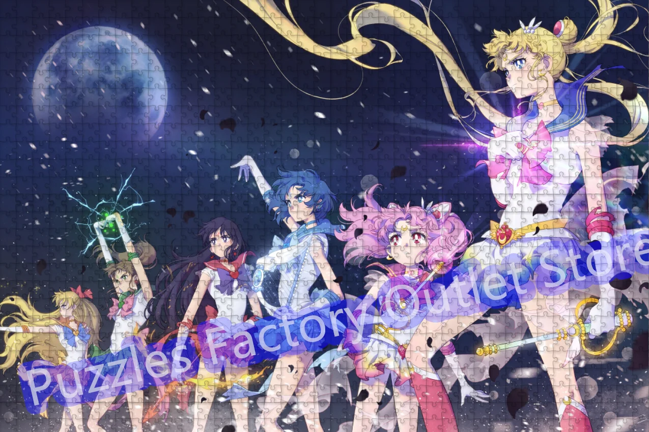 Sailor Moon Sailor Stars Jigsaw Puzzles Sailor Mercury Sailor Mars Japanese Beauty Girl Figure Puzzle for Kids Intellectual Toys