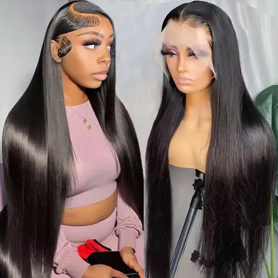 

36-дюймовые вьетнамские волосы, прямые бесклеевые парики, человеческие волосы, кружевной фронтальный парик, 5x7, готовый к ношению парик, предварительно выщипанные необработанные девственные волосы