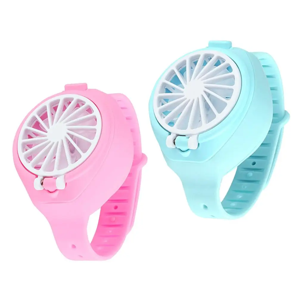 2 Pieces Kids Fan Watch Portable Silent Mini Summer Fan Toys USB Charge