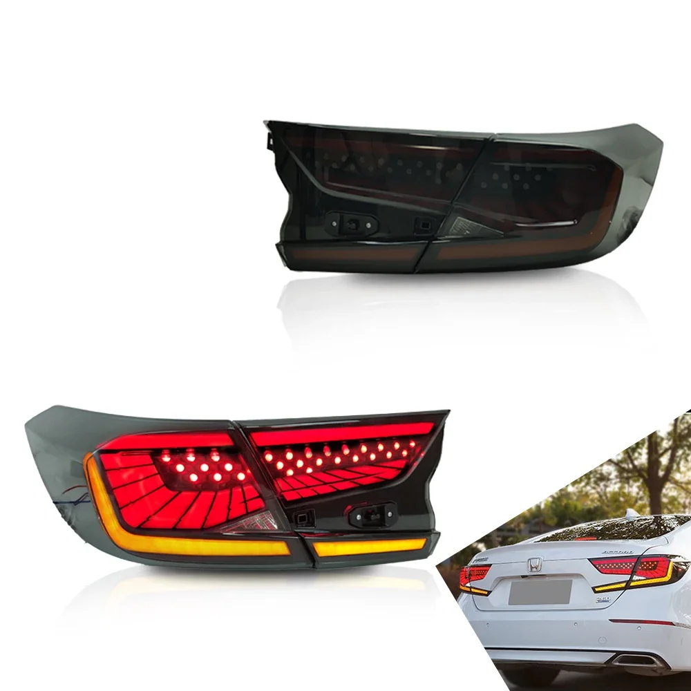 

Светодиодные задние фонари для Honda Accord 10-го поколения 2018-2020 годов с анимацией DRL и последовательным указателем поворота, комплект задних фонарей