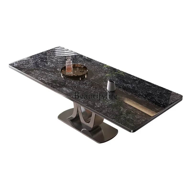 

Slate dining table modern simple light luxury high-end Italian minimalist luxury stone rectangle