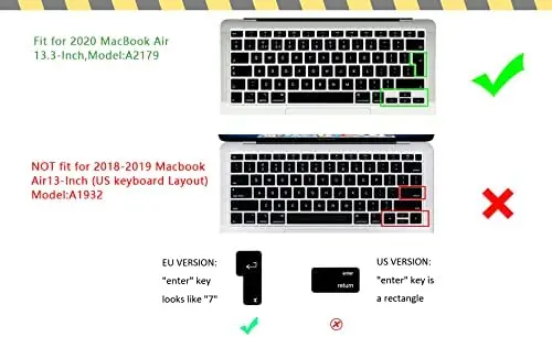 Cover per tastiera in Silicone Layout ue per MacBook Air 13 pollici 2020 con Touch ID modello A2179 A2337 M1 ChipKeyboard Protector Skin