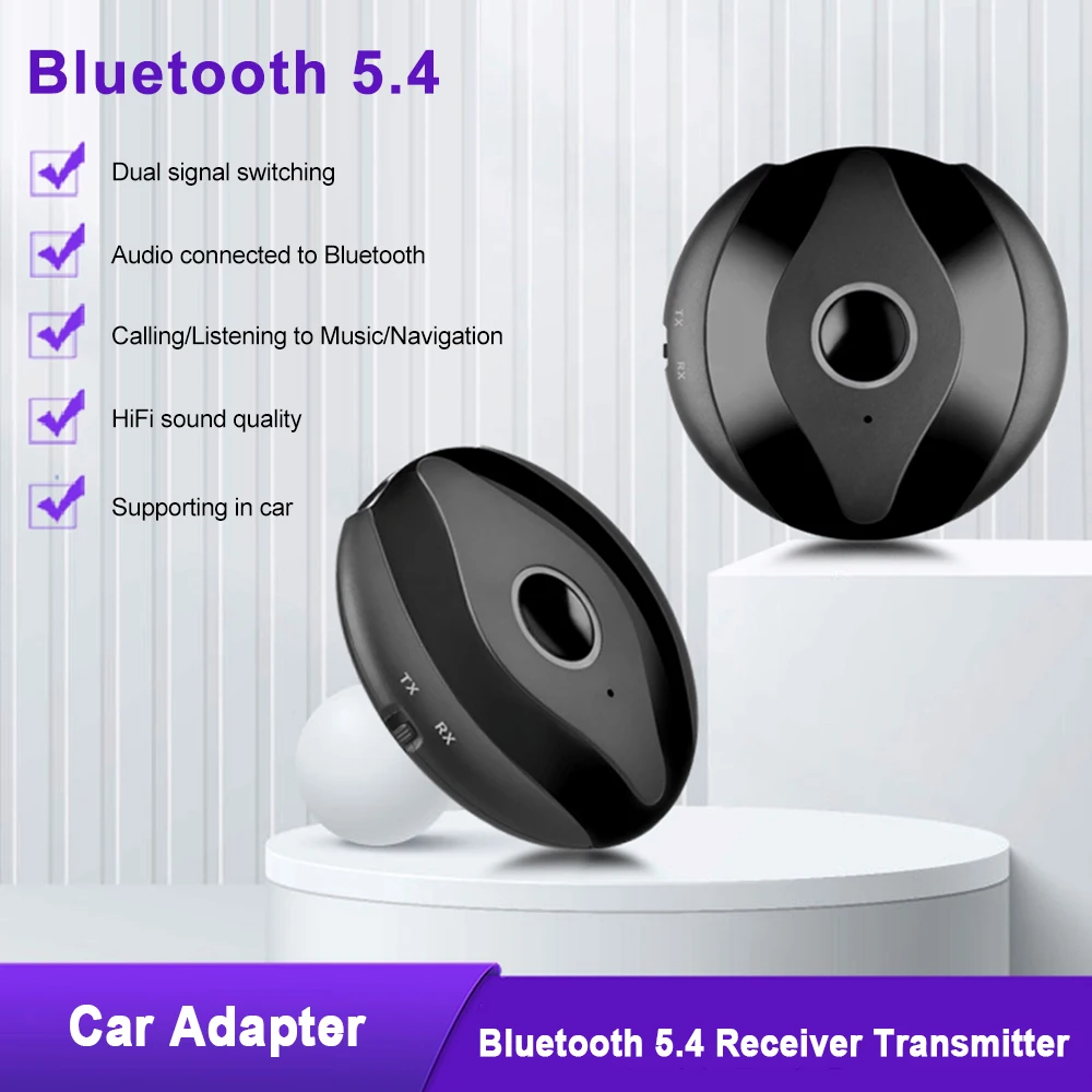 Wireless Car Bluetooth 5.4 Transmitter Receiver Auto Adapter Wireless Audio Stereo Car Music Headphone Reciever Handsfree