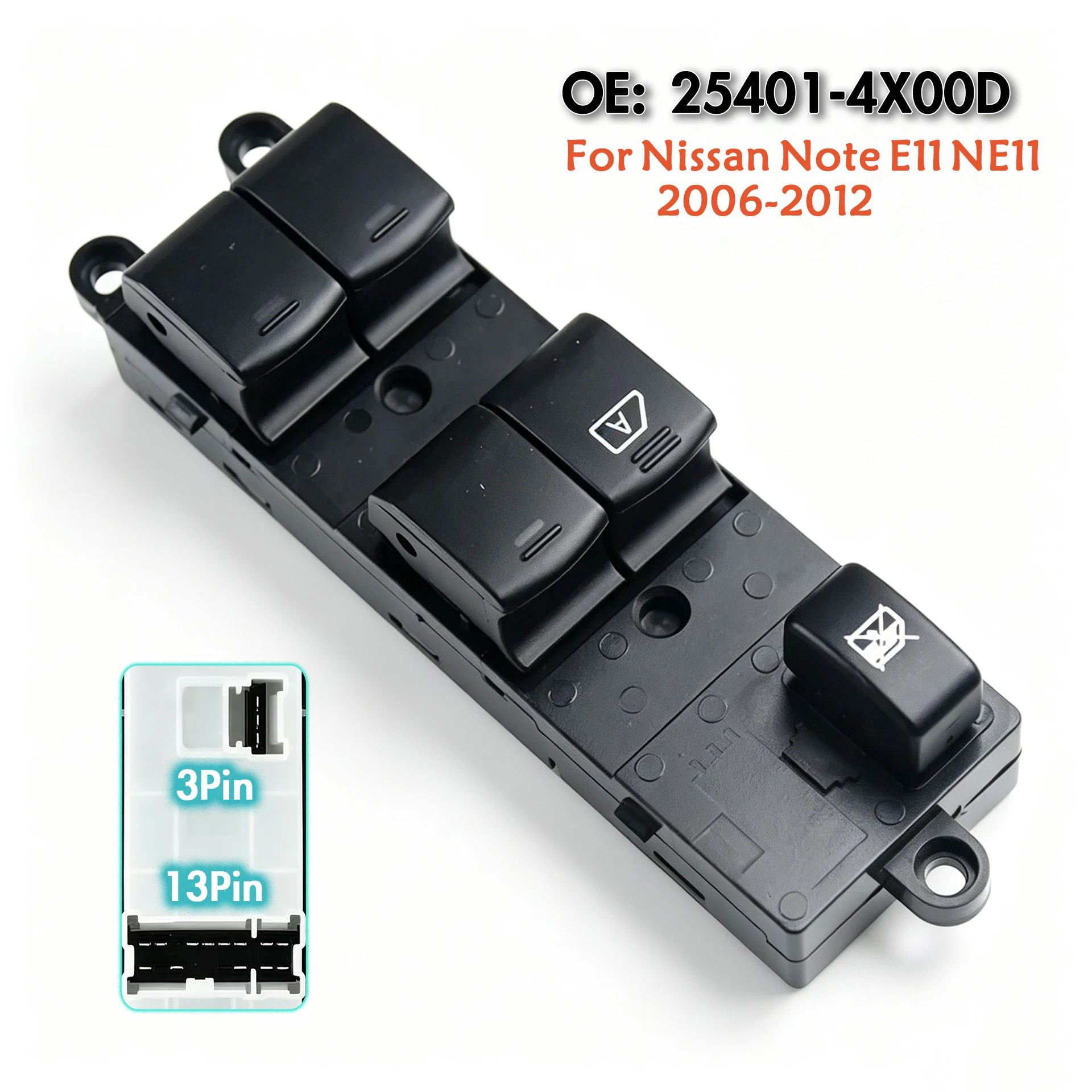 25401-4X00D 25401-4X01D For Nissan Noter E11 NE11 2006-2012,Front Left Electric Master Power Window Switch Lifter Control Button