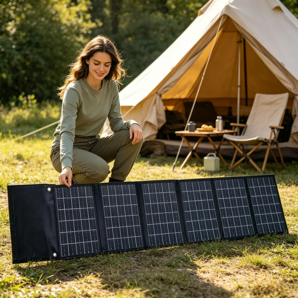 ETFE Waterproof 50W 90W Foldable Portable Solar Charger Dual USB DC Fast Output For Outdoor Camping Hiking Boating Travel