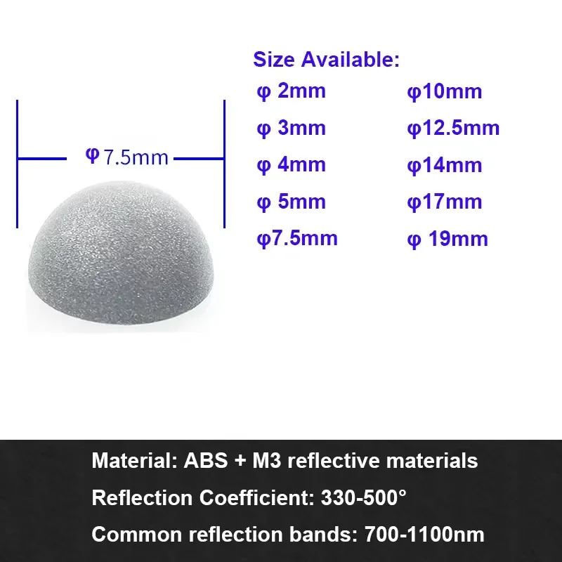 FY Hemispherical Motion Capture Marker Balls, Optical Tracking Reflective Markers 6mm 10mm 14mm for Medical VR Animation