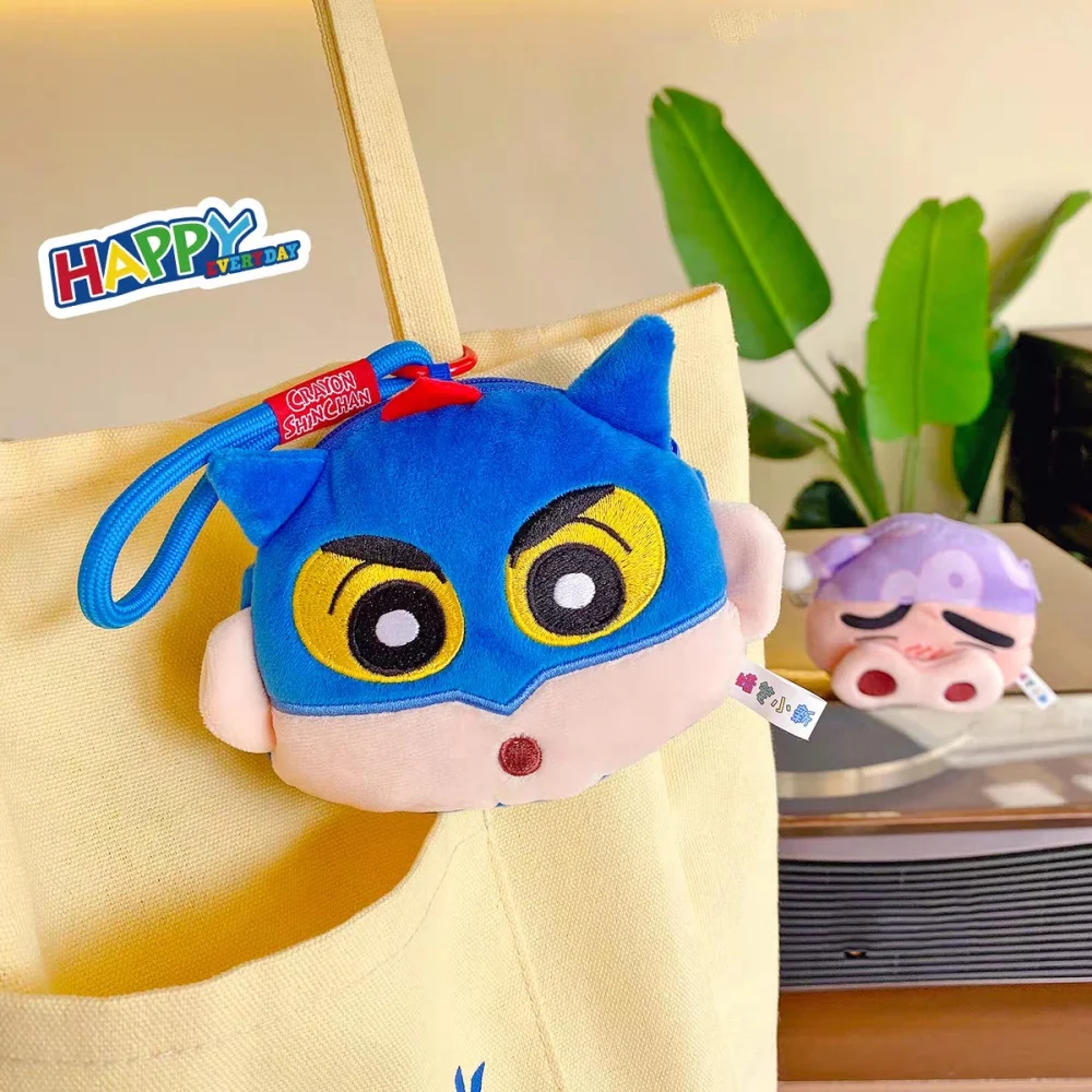 Portafoglio in peluche autentico Crayon Shin-Chan Cuffie Kawaii Rossetto Caricatore Frizione Zaino per cartoni animati Accessori decorativi Regalo Ragazza