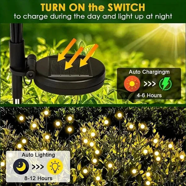 Lampada da giardino solare per esterni Firefly - Tipo di presa a terra a LED azionato dal vento per luci da giardino, prato, paesaggio, decorazioni natalizie