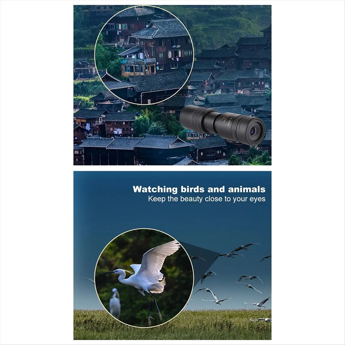 A24I 10-300x40 HD Zoom Monocular Telescope Mobile Telephoto Lens W/Tripod for Outdoor Camping Bird Watching Traveling