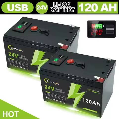 24V 120Ah Lithium Rechargeable LiFeP04 Battery Deep Cycle for Solar Power,UPS,Scooters,Power Wheels,Fish Finder,Built-in BMS
