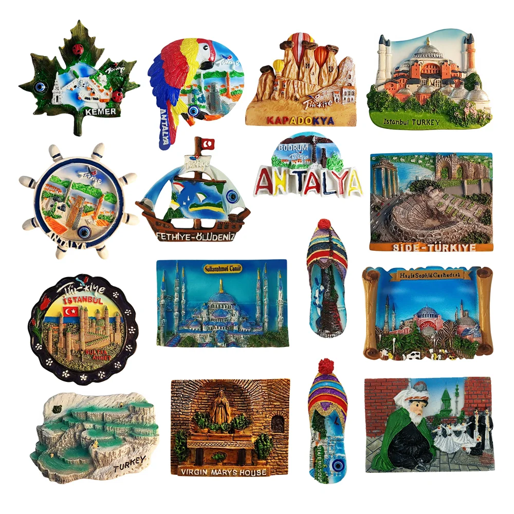 Europe Asia Turkey 3D Fridge Magnet Tourist Souvenirs Refrigerator Magnetic Stickers Travel collection Gift