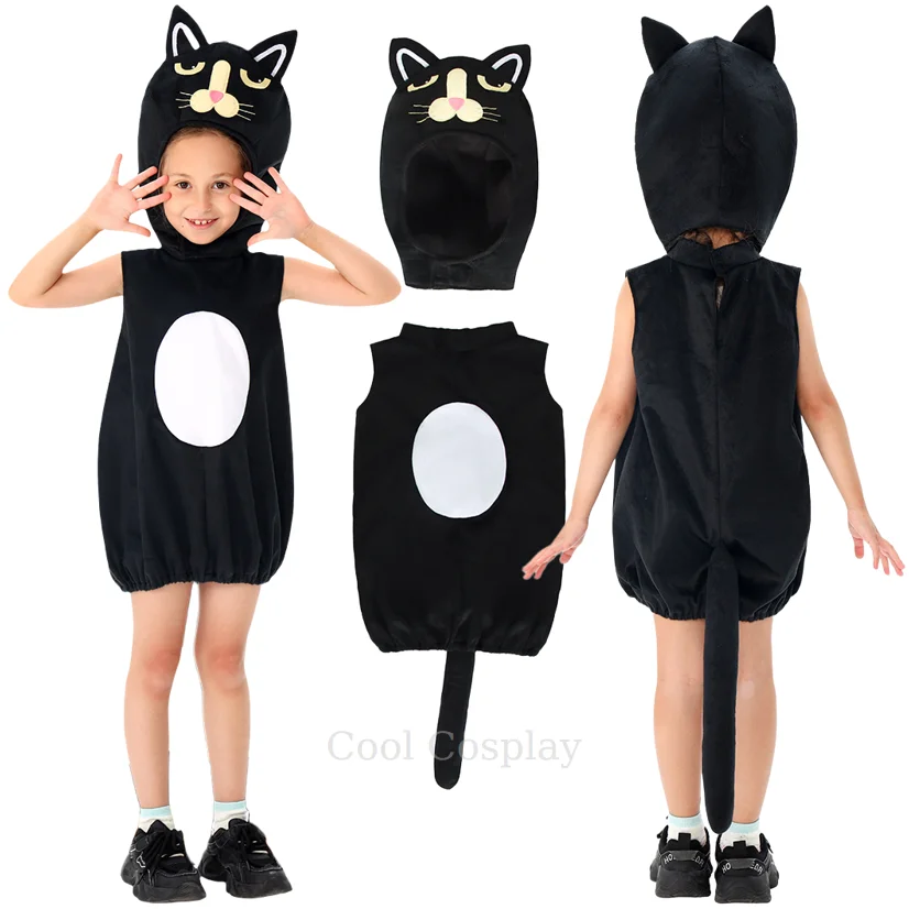 

Уютный роскошный костюм Umorden на Хэллоуин с обтягивающим черным котом для детей, комбинезон унисекс с капюшоном для малышей, комбинезон для мальчиков и девочек