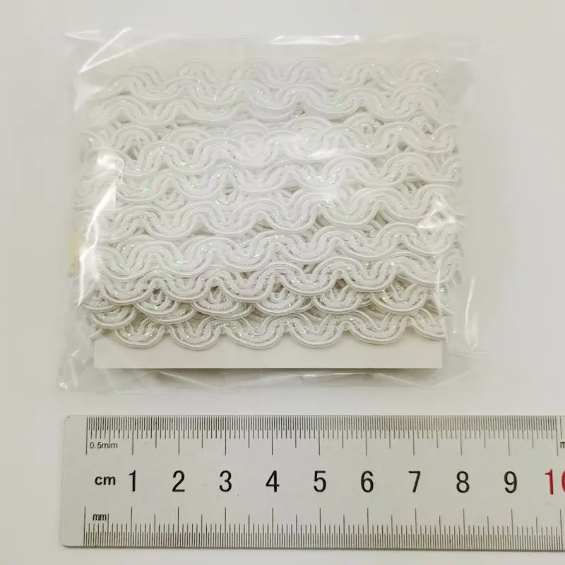 5Meters/16.4Ft Each Pack New Knitted Belt Clothing Accessories DIY Crafts Party Dress Wedding Dress White Color Medium Curved Lace