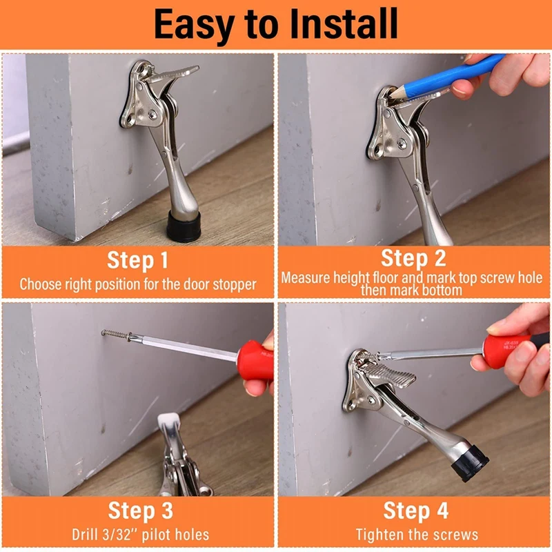 6 сверхмощных дверных ограничителей для дна с регулируемыми резиновыми наконечниками, пружинный дверной ограничитель, замена дверного ограничителя, 4 дюйма