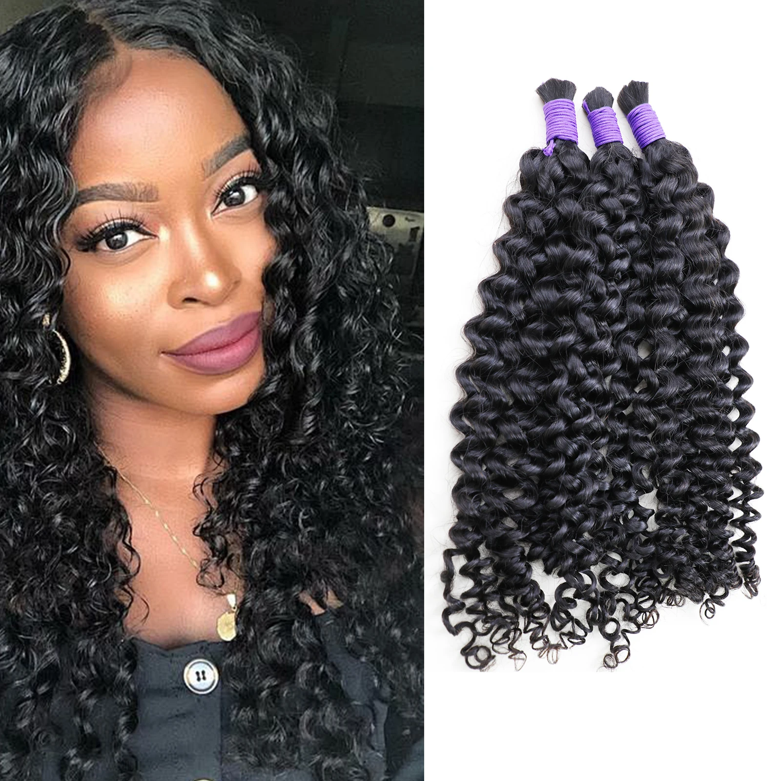 

Unprocessed Human Hair Curly Wig Bulk For Braiding Indian Virgin Human Hair Bulk no Weft For Braids Curly Wig Bulk 100% Natyrale