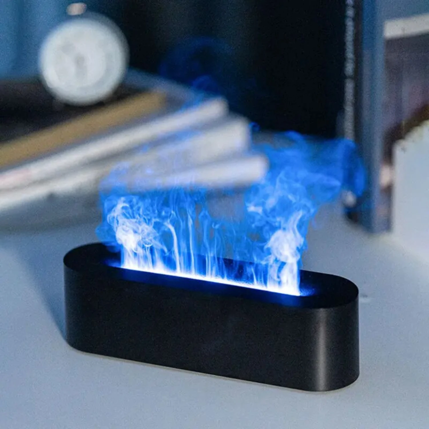 ใหม่ล่าสุด RGB เปลวไฟ Diffuser Humidifier USB เดสก์ท็อปจําลองน้ํามันหอมระเหยเครื่องฟอกอากาศสําหรับห้องนอน 7 สี