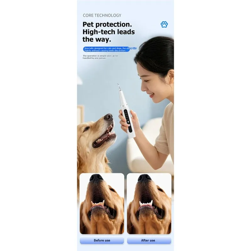 Hot Sale-Smart Visual Ultrasonic Scaler For Pets-Automatic Tartar Removal& Teeth Cleaning Device For Home Use