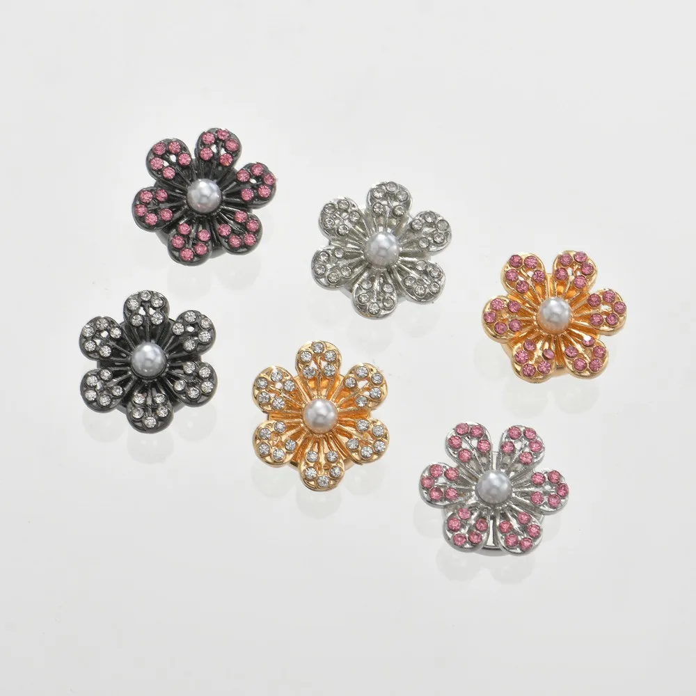 Pearl Diamond Button Cover Cufflinks Flower Button Cover Cufflink for Women Girl Blouses Tuxedo Shirt Dress Clothing Accessories