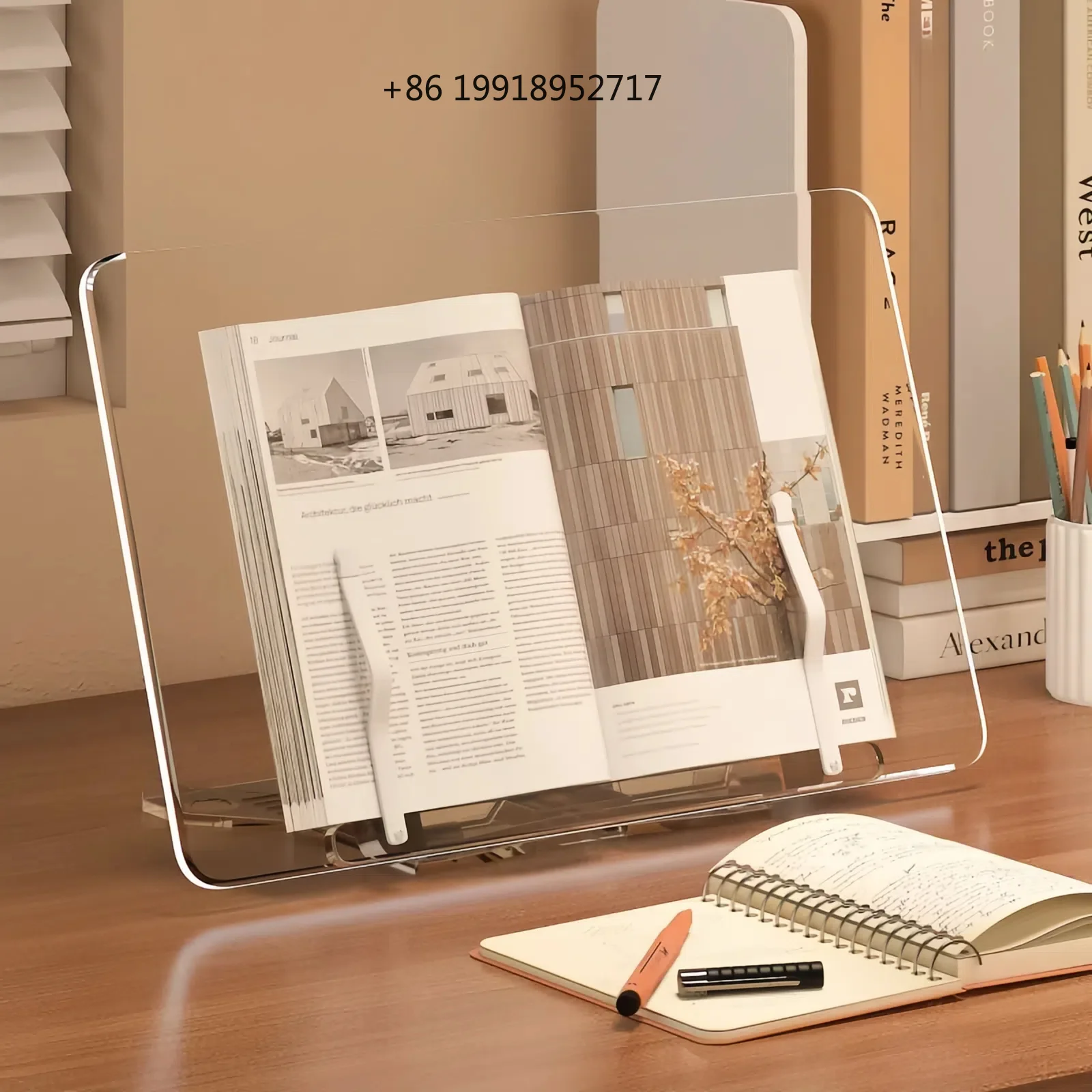 Adjustable Acrylic Reading Stand Lightweight Book Holder for Laptops Tablets Notebooks Prevents Head Down Reading Ipad Stand