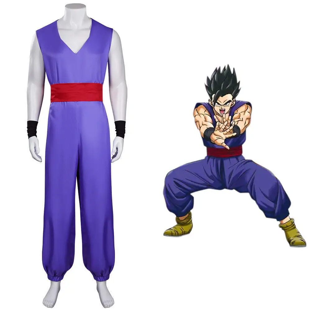 Dragon Ball Son Gohan Anime Cosplay Costume Jumpsuit Belt Wristband Uniform Full Set Halloween Party Performance Costumes