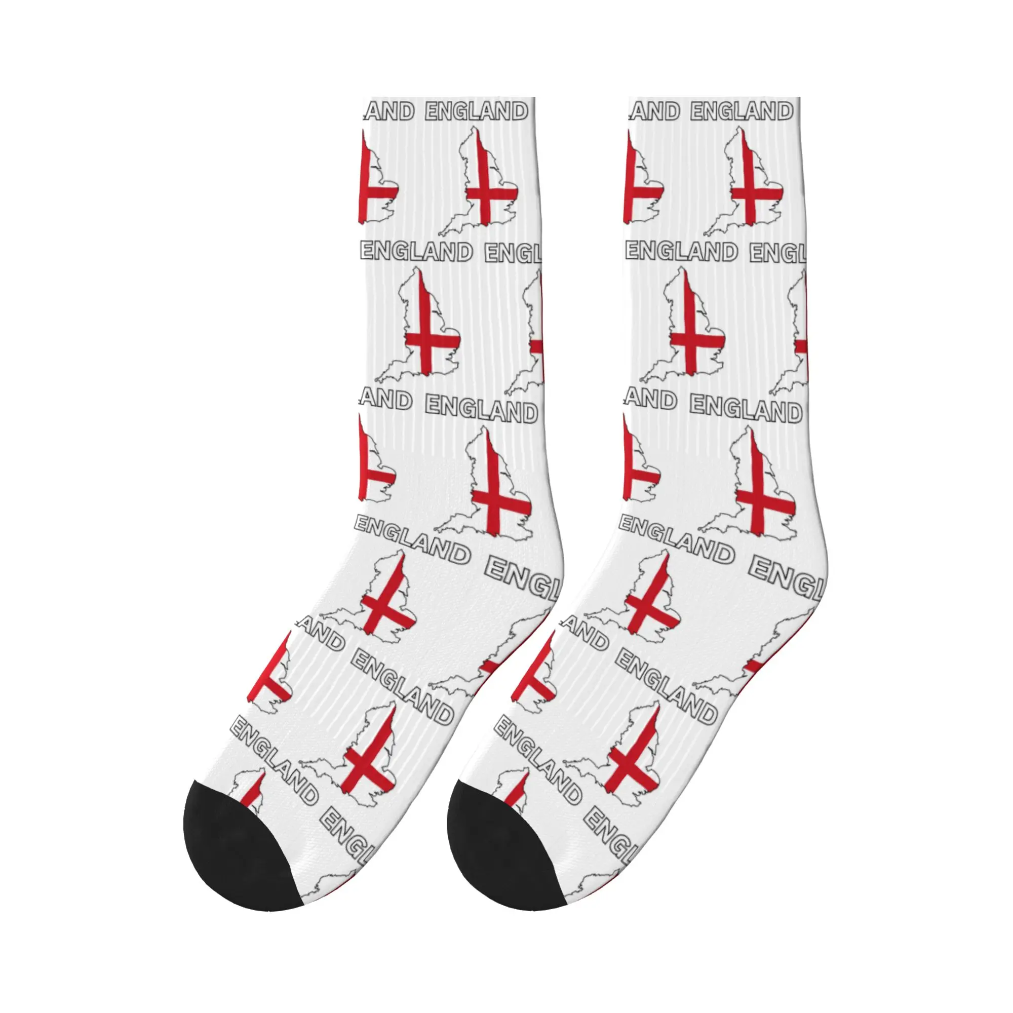 

England Flag Map Design Sports Socks High Quality Stockings All Season Long Socks for Unisex Gifts
