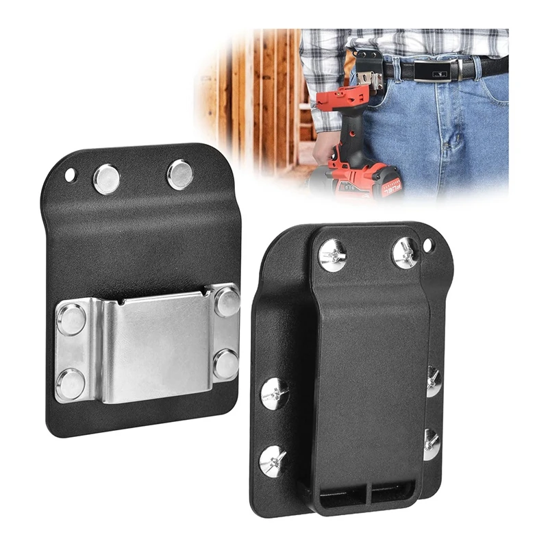 Low-Profile Drill Belt Clip For Cordless Drill,Drill Belt Holder Hook Holster,Fit Up To 2In Belt -Prevent Pocket Tearing