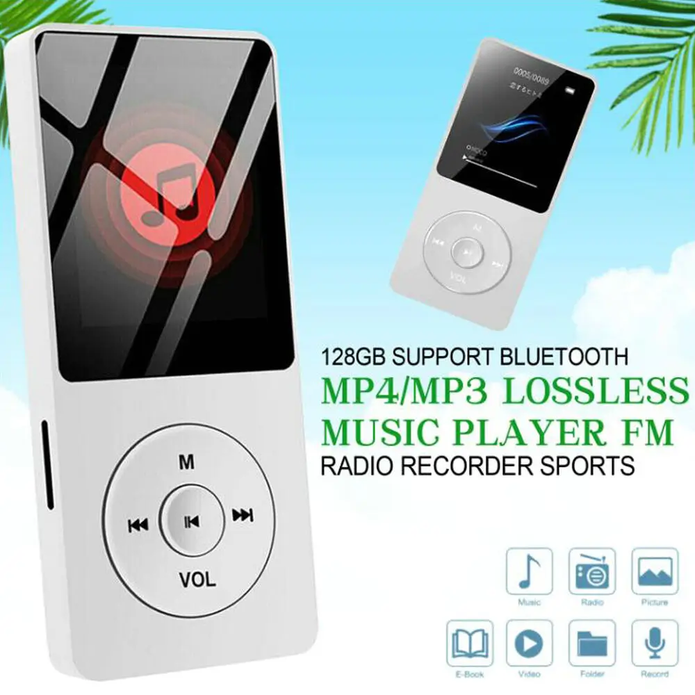 MP3 Player Outdoor Sports Fitness Mini Walkman Mp4/mp3 Support Bluetooth Lossless Music Player FM Radio Recorder Sport 128GB Hf