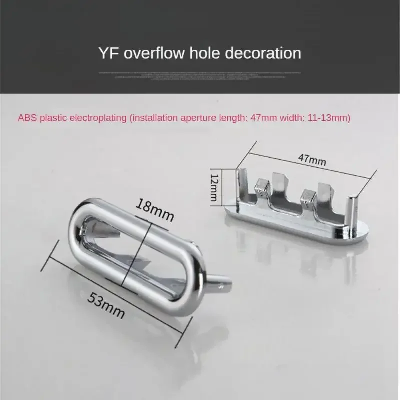 Plastic Bathroom Kitchen Basin Sink Overflow Cover Ring Insert Replacement Chrome Hole Round Drain Basin Accessory