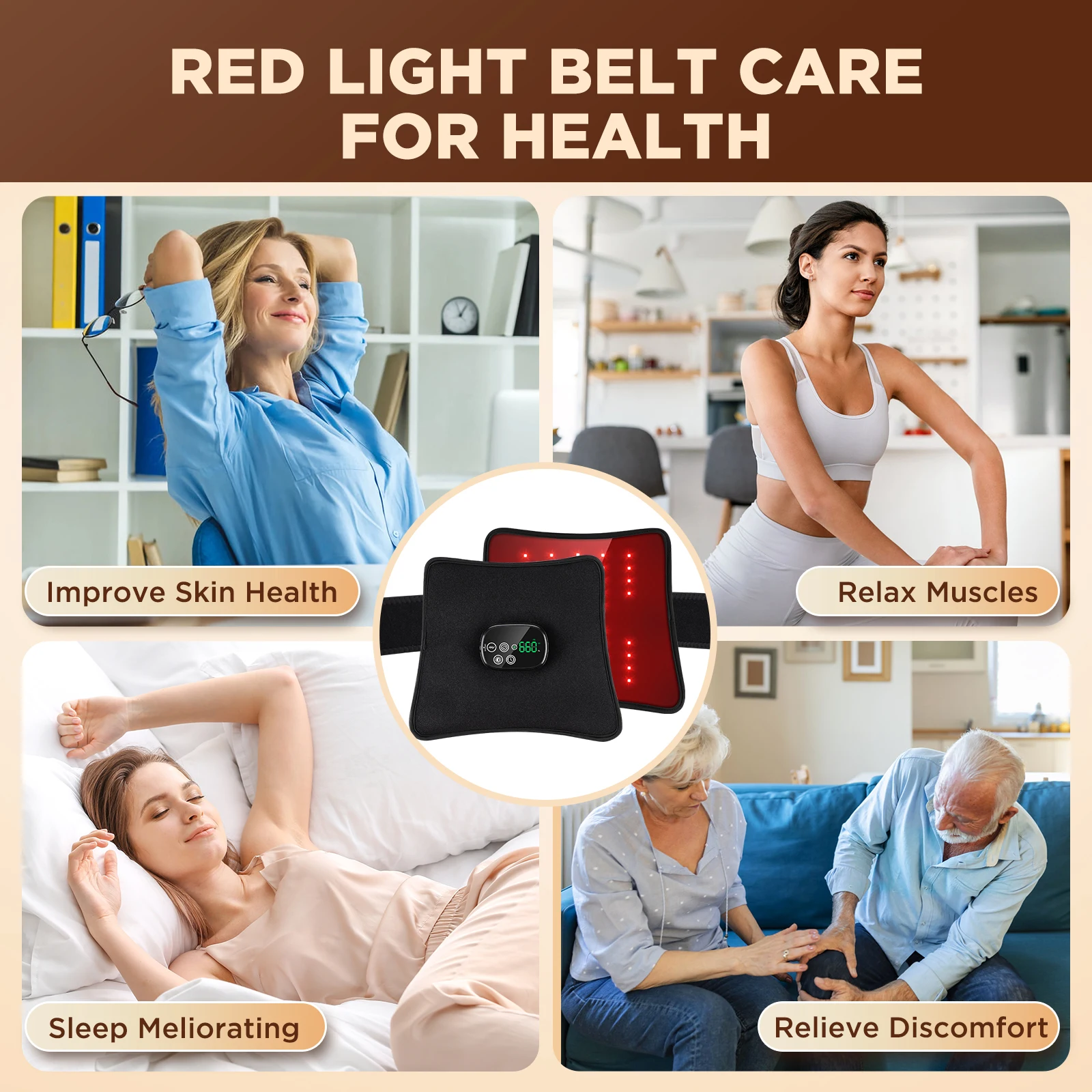 Multifunctional Cordless Massage Pad 660nm & 850nm Light Portable LED Light Wrap Pad for Knee Back Shoulder Waist Joint Relax
