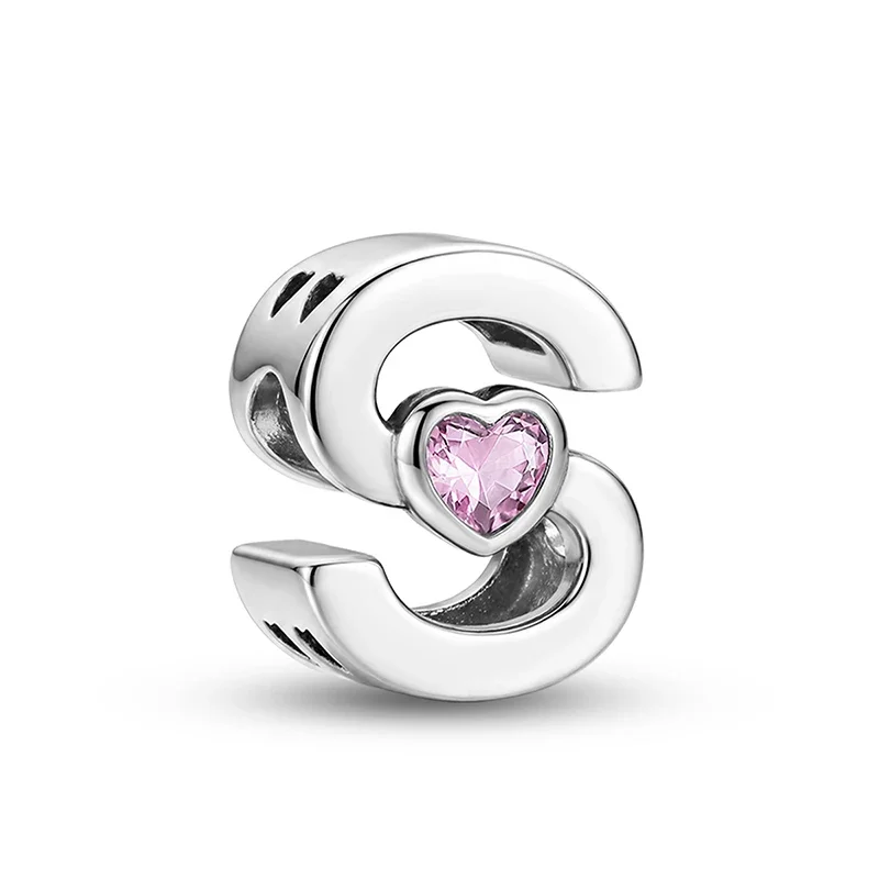 Personalisierte Liebesherz-Alphabet-Charms-Perlen passend für Original-Armbänder und Armreifen, 925er Sterlingsilber, edler Schmuck, Geschenk – Detail 10