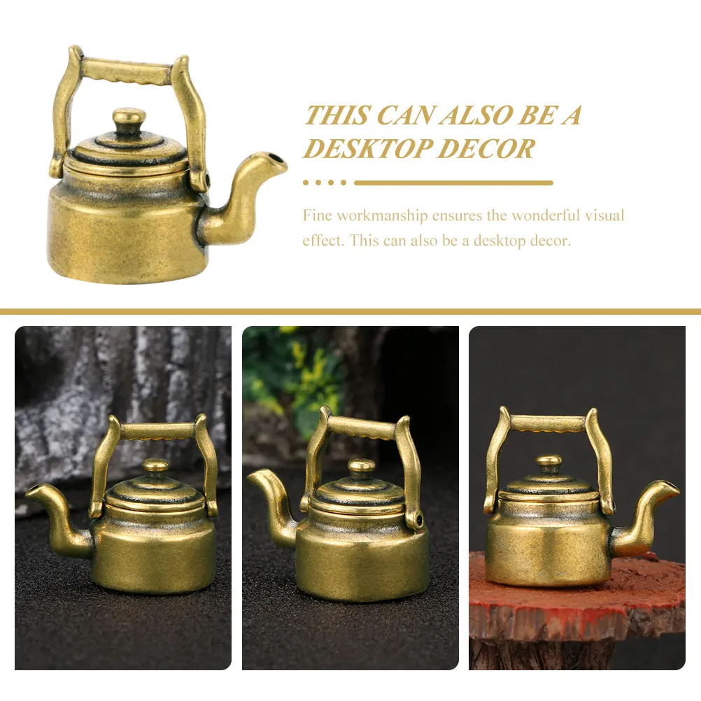

Mini Brass Decor Retro Miniature Teapot Decor Desktop nament Tiny Kettle Small Craft Home Office Kitchen Bar Item