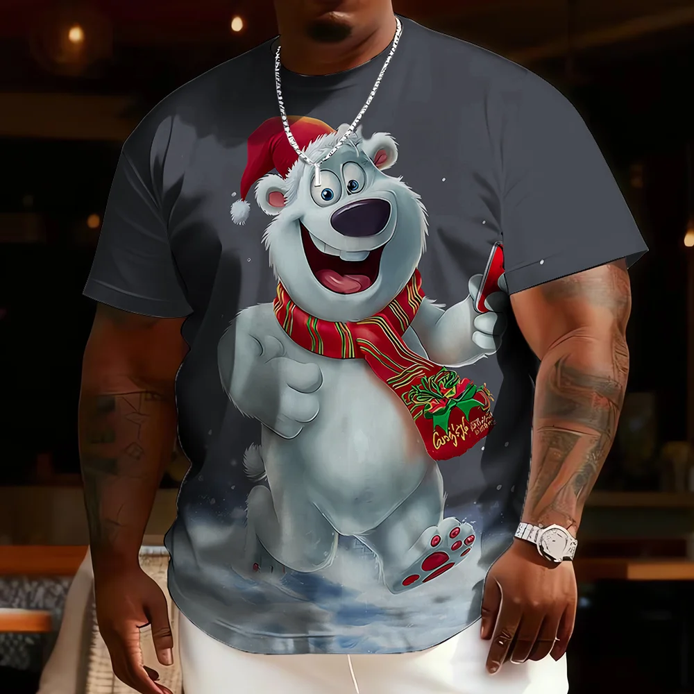 

S-9xl plus size Big & Tall Short Sleeve (Christmas Element) Stylish Red-Green Hues, Lightweight, Fits Guys for All-Day Comfort