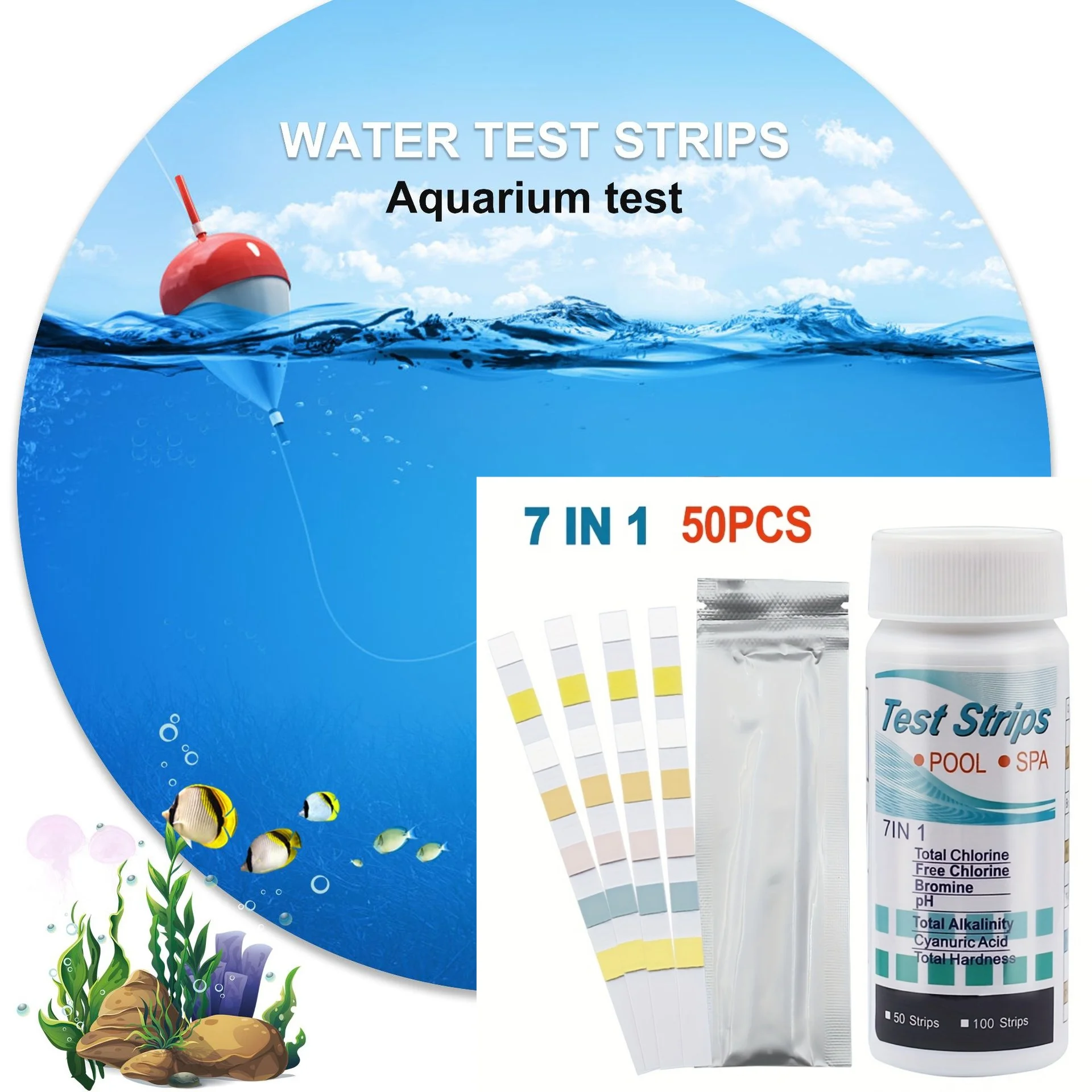 7-in-1 50/100개 수영장 PH 테스트 스트립 - Marine Aquarium Water Testing 리뷰 및 가격