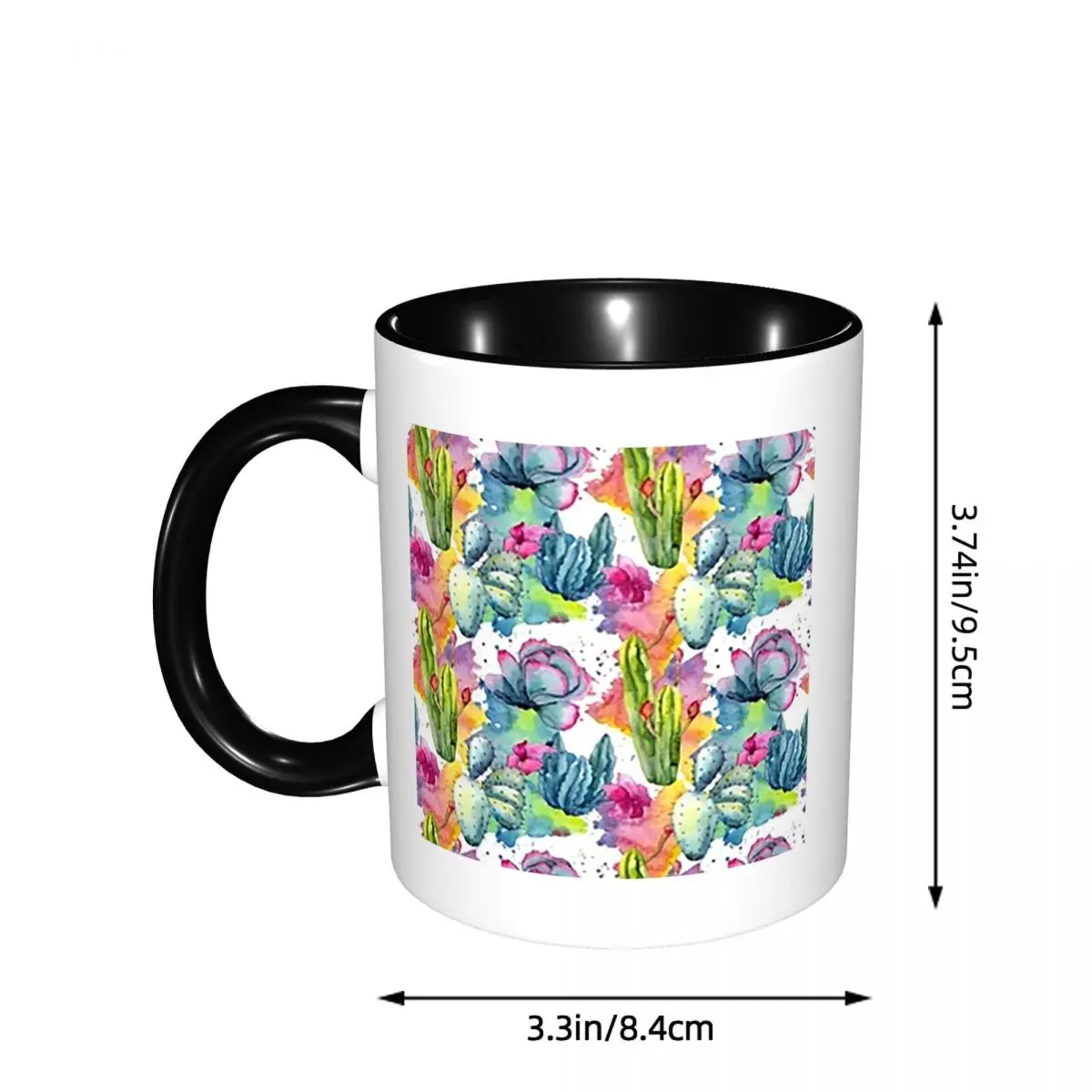 Exotic Wildflower Cactus Pattern Watercolor Style Stylish Mug Ceramic Coffee Cups Tea Mugs Milk Cup Drinkware Gifts for Friends