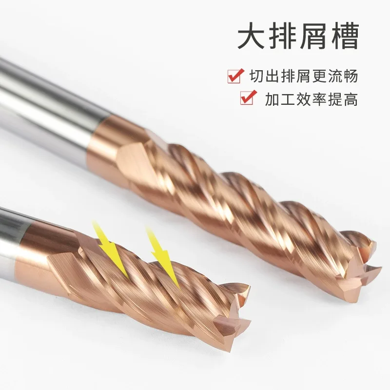 HRC55 Coated 4 Flute Solid Carbide End Mill Decimal Sizes 4.5/5.5/6.5/7.5/8.5/9.5 CNC Precision Milling Cutter