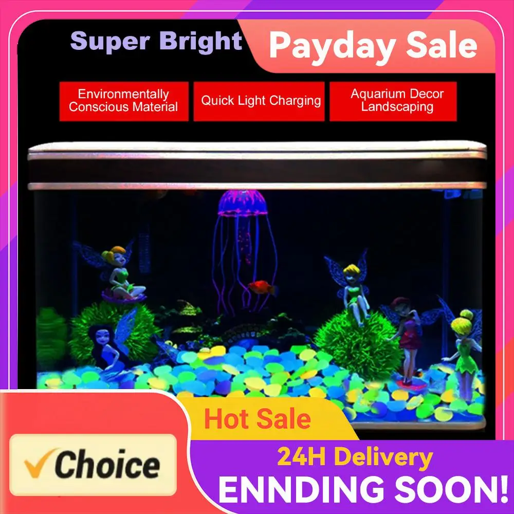 

200/400/600/1000pcs Glow In The Dark Rocks Glow In The Dark Pebbles Luminous Glow Stones for Fish Tank Aquarium Garden Walkway