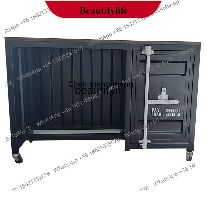 G153 Industrial style computer desk chair wrought iron study table retro creative container desk
